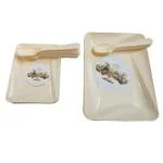 Inditradition Reusable Meal Plates Set with Spoon, 3 Big & 6 Small Plates | for Outdoor Camping, Picnic, Travelling, Fibre (Beige)