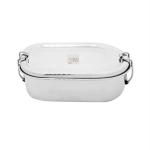 JVL Silver Stainless Steel Medium Capsule Shape Single Layer Tiffin Box With Inner Plate