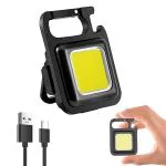 Shopeleven Mini Torch Light with Keychain & Magnet& Stand, Waterproof Super Bright Torch Rechargeable Emergency Flashlight with Aluminum Alloy Shell for Camping Outdoor (Pack of 1)