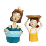 ZOWWI Home Decor Ladies Mom Daughter Statues Showpiece Collectible Figurines for Home DecorWall Shelf Table Office Living Room Decoration Multicolour Set of 2 Pcs