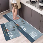 2 Piece Non-Slip Kitchen Mat Rubber Backing Doormat Runner Rug Set