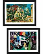 DECOR ADVENTURES Mediterranean Landscape and Night Fishing at Antibes by Pablo Picasso Wall Painting 12 x 15 inch (Pack of 2)