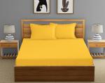 Country Home 250 TC Ahmedabad Cotton Sattin Solid Colour King Size Bedsheet-108x108 Inches with 2 Pillow Covers -Gold (9ftx9ft)