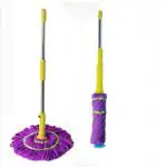 Microfiber Twist Mop with Telescopic Adjustable Perfect for Cleaning Hardwood, Laminate, Tiles | Extendable Stainless Steel Handle (Purple)