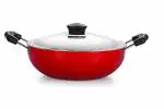 Nirlon Red Non-Stick Deep Kadhai with Lid with Lid 1 pcs ,nr48423