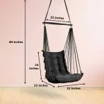 Curio Centre Soft Cotton Swinging Hammock Hanging Swing Chair for Home - Black