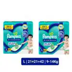 Pampers All Round Protection Pants, , With Aloe Vera Lotion - L (21+21 Pieces)
