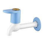 Ruhe Indigo Series White & Blue PTMT/Plastic Bib Cock Long Body with Wall Flange Faucet