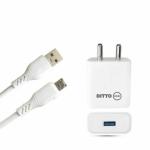 Ditto Hub 2 A Micro-USB Mobile Charger with Detachable Cable (White Colour, 2 AMP Micro-USB Charger, Cable Included)