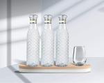 PAYTONHUB Diamond pattern Plastic Water Bottle Set with Air Tight Cap Zig Zag Pattern Fridge Bottles 1 Liter Transparent bottles for Fridge, Office, Sports, School, Travelling, Gym, Yoga, Kids Set of 3