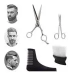 Doberyl Beard Grooming & Trimming Kit for Men Care - Beard Shaping Comb, Mustache & Beard Trimming Scissors, Neck Duster Brush, Barber Hair Cutting Scissors for Styling & Shaping Gift set (4 pcs)