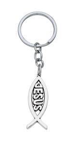 Fine Blessings Silver Jesus Fish Keychain