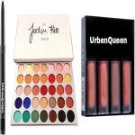 URBEN QUEEN-jacqueline hill eyeshadow the Hill Palette 70.5 g + SET OF 4 LIQUID RED EDITION LIQUID LIPSTICK + KAJAL FOR PERFECT LOOK ( 6 ITEMS )