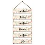 Positive Vibes Quote Wooden Wall Hanging | Home Decor Items - 6-0029