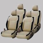 AUTO-SAFE Premium Beige, Black Leatherette Car Seat Cover for Honda Jazz