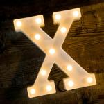 SATYAM KRAFT Marquee Alphabet Shaped Led Light - Asthetic Decorations Letter Light for Romantic Gift, Bedroom, Table, Home Decoration, Night Light Lamp and Wall Lamp (White, 1 Piece) (Letter- X)
