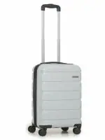 Teakwood Leathers Unisex Trolley Bag, 8 Wheel Tourist Bag, Hard Side Cabin with Zipper Closure, Adjustable Push Button & Cross Side Strap, Lock System 360 Degree Rotating Wheels (S, Metallic Silver)