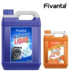 Fivanta Front Load Liquid Detergent 5L With Multipurpose Cleaners Gel 1L (Orange 1L + Front Detergent Liquid 5L)