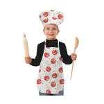 Oasis Home Collection Cotton Eye-Catching Printed Kid Apron With Chef Cap - Red Apple - 1 Apron & 1 Chef Cap