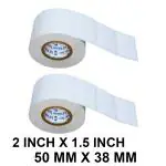 VCR 2 x 1.5 Direct Thermal Barcode Label Sticker - 2 x 1.5 inches - 50mm x 38mm - 1000 Labels Per Roll - Pack of 2 Rolls - White Self Adhesive Sticker for Printing Barcoding Labels 1 inch core