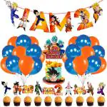Zyozique Dragon Ball Z 2nd Birthday Party Supplies and Decorations for Boys Includes Cupcake Toppers Balloons Banner Cake Topper for Kids (Pack of 37)