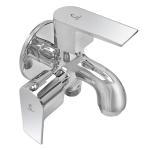 CUROVIT Aria Smart Brass Bib Cock 2 in 1 Tap Quarter Turn Fitting with Wall Flange for Bathroom with Shiny Chrome Plated Wall Mounted.