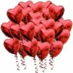 Acril Metallic Finish Latex Balloons 15 Red Heart Shape Foil Balloons