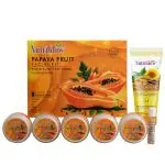 NutriGlow Papaya Facial Kit (250gm + 10ml) With Wild Turmeric Face Wash (65ml) For Bright Complexion, Hydrating Facial Cleanser and Acne Treatment, All Skin Types (Pack of 2)