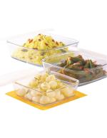 Borosil Borosilicate Glass Square Baking Dish Container With Plastic Lid, Set of 3, 500 ML, 800 ML, 1600 ML