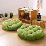 The Purple Tree Round Velvet Floor Cushions Pillows for Living Room and Outdoor (Pack of 2 , 50x50 cm , Olive Green) Tatami Cushion , Patio Cushion , Balcony Cushion , Floor Seating