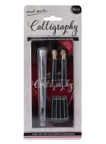Mont Marte 2 Nib Calligraphy Set, 8 Piece. Includes 1 Pen, Nibs, 4 Black Ink Cartridges and an Instruction Booklet with Practice Sheets.