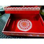 Gudia Arts handcrafted Aipan Art serving wooden tray