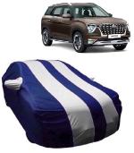 Carigiri White And Navy Blue Car Body Cover For Hyundai Alcazar(Triple Stitched,Mirror Pockets,Uv Resistant,Dustproof)(Models-2021,2022)