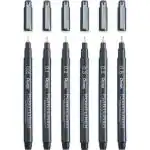 Pentel S20P Pointliner Pigment Liner Technical Drawing Fineliner Pen - 0.05mm, 0.1mm, 0.2mm, 0.3mm, 0.5mm, 0.8mm - Black Ink - Pack of 6 -Open Stock, Made in Japan
