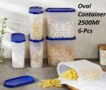 Leadder Kitchenware Oval Type Modular Plastic Storage Containers 2500 ml ( Set of 6 )