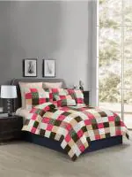 M A R K H O M E Multicolor Cotton Sulzer Satin Printed Double King Bed Sheet Set 229x274 cm (Geometric B)