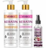 Wroxy Hair Care Combo Keratin Shampoo 200ml, Keratin Conditioner 200ml, Onion Hair Serum 50ml (3 Items in the set)
