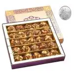 Ghasitarams Diwali Gift Special Dryfruit Laddu Mithai Box with Free Silver Plated Coin, (800gms)