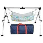 ZUMART N Sing Silver Portable Folding Stainless Steel Cradle for Baby Boys and Girls