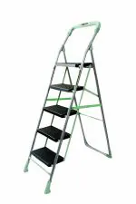 DPH 5 Step Oscar Ladder, Durable, Foldable, Multipurpose Step Ladder, Heavy duty, Home Anti Non Skid Indoor Outdoor Use, 5 Step Ladder Plastic, Steel Ladder  (With Platform, Hand Rail)