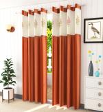 LaVichitra 152.5 cm (5 ft) Polyester Window Curtain (Pack Of 2) (Floral, Rust)