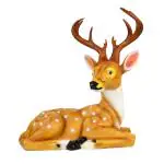 Wonderland Brown Plastic Deer With Horns Sitting Statue - 41.9 x 16.3 cms