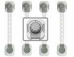 SPY KIDS Child Safety Locks Latches for Door Cupboard Cabinet Fridge Drawers Toilet Microwave Oven and Dustbin | Strong Adhesive 3M Tape | Pack of 4Pcs Gray Color | Size 8.6 Inches
