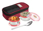 Balliram's Prosila Life Style Lunchbox with Lock n Lock Stainless steel containers | Deep Maroon