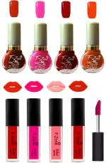 OUR BEAUTY High Quality Nail Polish And Kiss Proof Matte Liquid Lipstick Set 313 (Set Of 8)