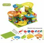 TOYPAL New Building Blocks Set Roll Ball Blocks Assembly Block Marble Run Slide Track Funnel Slide DIY Sets Bricks for Kids (100 Pcs)