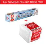 Eurofoil 21 Mtr Silver Aluminium foil with Karron Tissue Paper 100 Pieces, Combo Pack (1+1)