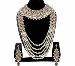 Gyaan Jewels Handmade Gold Plated Metal Earring and Necklace Set White, Silver (Women, Girls) Free Size