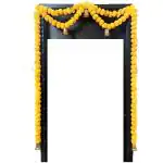 WDecor Genda Phool Diwali Decoration Item For Door Hanging Toran Ladi | Mala-Chhathpuja Yellow Marigold Artificial Flower (55 inch, Pack of 4, Garlands)