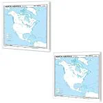 GO WOO SMALL - 100 NORTH AMERICA POLITICAL OUTLINE MAP FOR SCHOOL and SMALL - 100 NORTH AMERICA PHYSICAL OUTLINE MAP FOR SCHOOL|Combo of 2 maps|Educational Resources North America Political and Physical Outline Maps